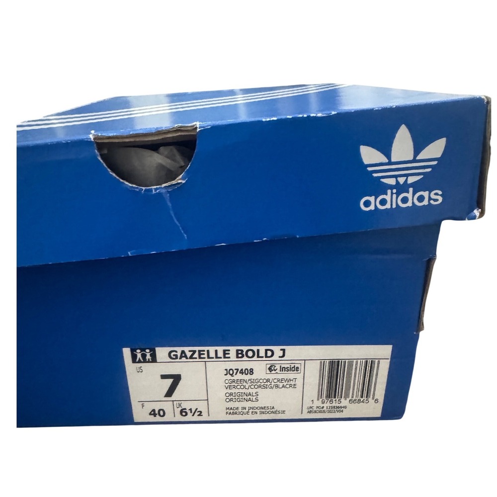 Adidas Gazelle Bold J Kids Shoes Green Coral Suede Platform Sneakers new - Picture 9 of 9
